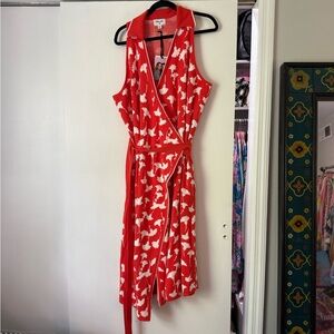NWT Diane Von Furstenberg x Target Orange & White Floral Midi Sweater Dress